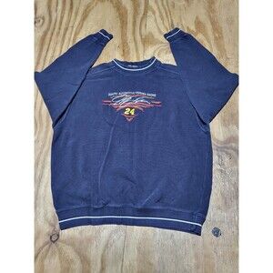 jeff gordon Pullover Crewneck LongSleeve Sweatshirt Ribbed Blue Cotton @J3